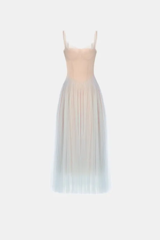 Blue Corset Tulle Midi Dress made by Montsand