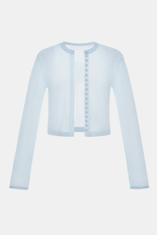 Blue Button-Up Crop Cardigan made by Montsand