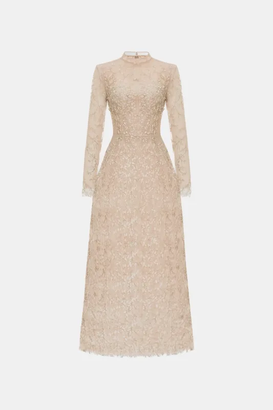 Pastel Mockneck Long Sleeve Maxi Dress made by Montsand