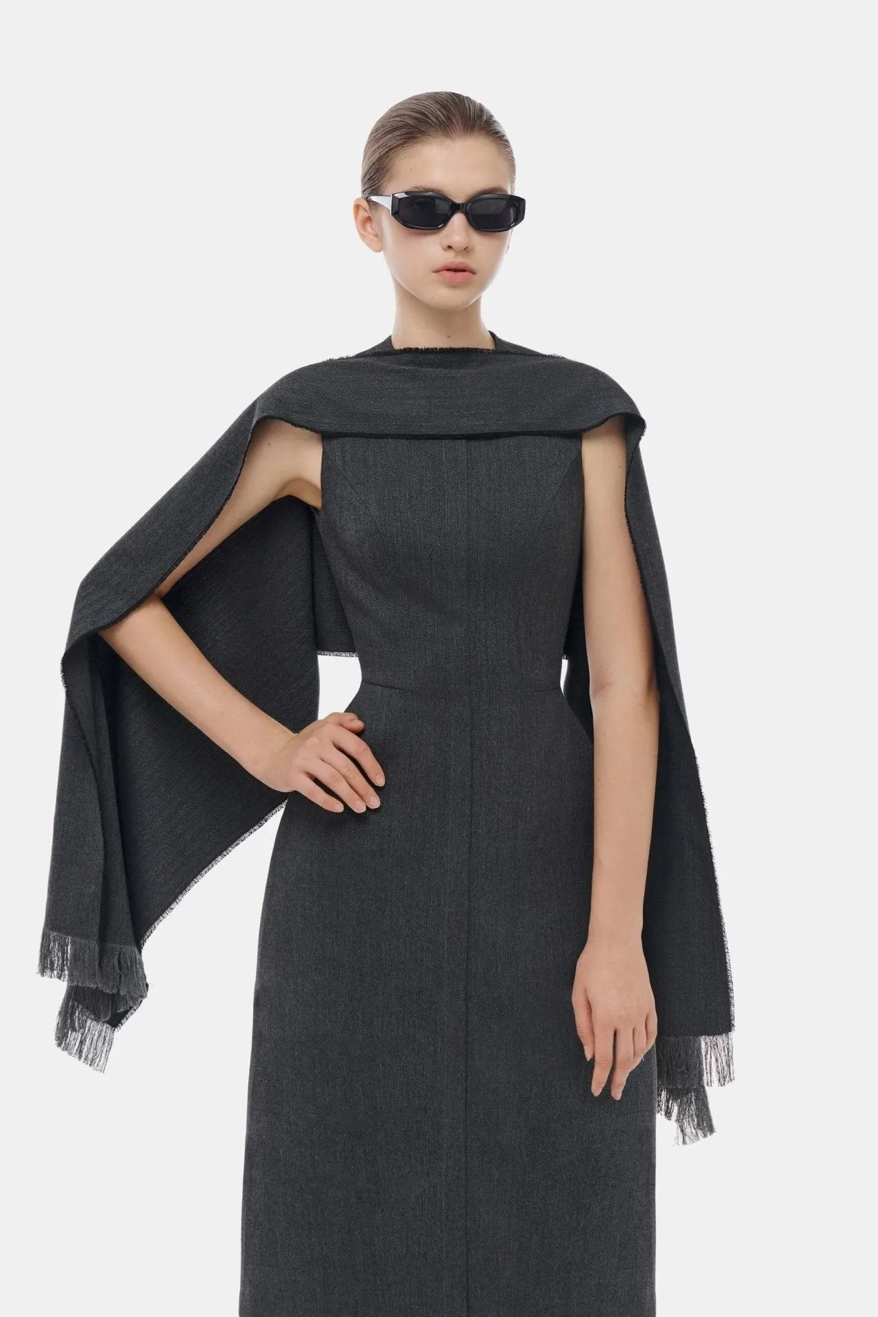 Grey Tailored Scarf Maxi Dress sold by Montsand product image thumbnail 3