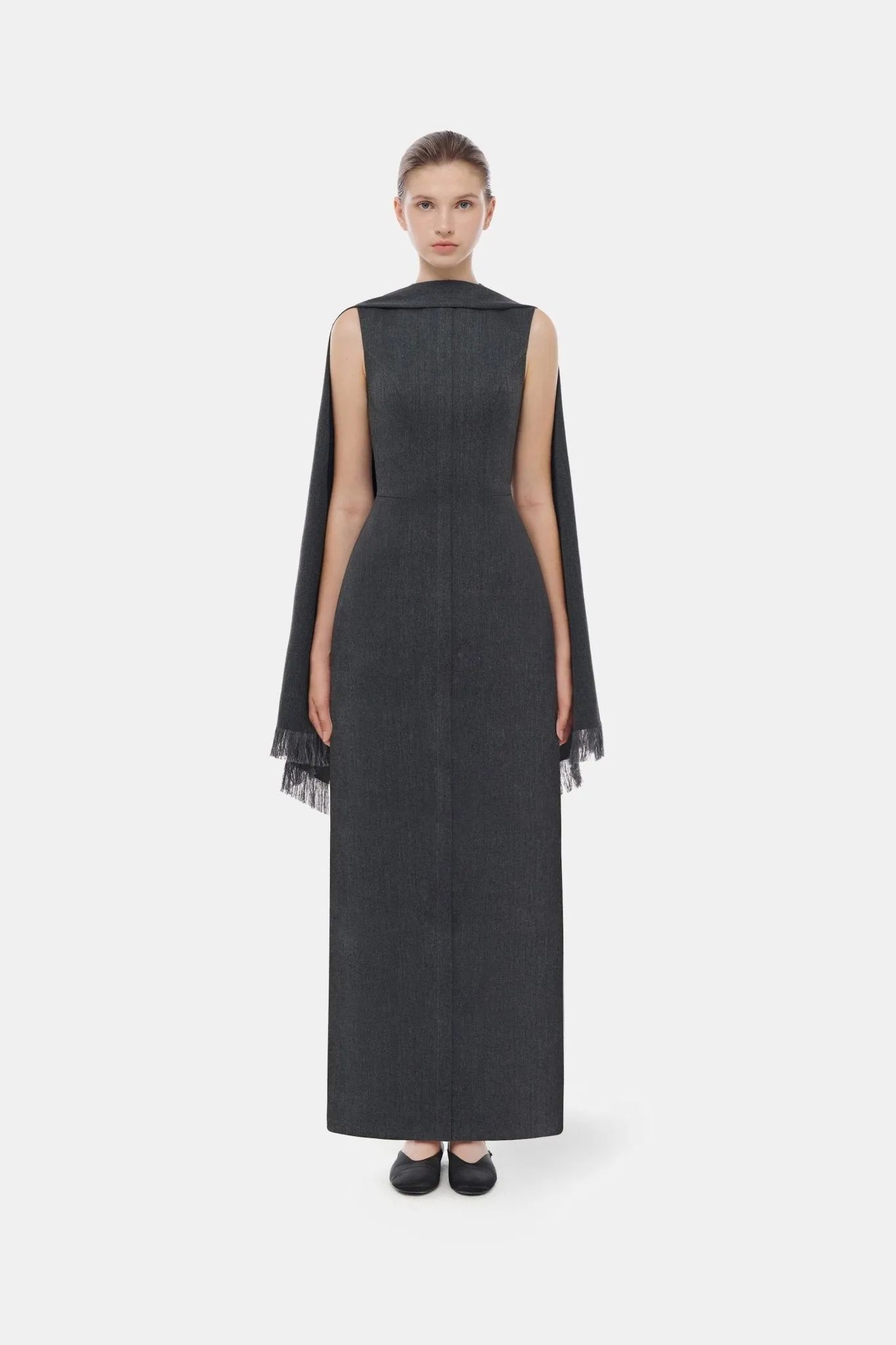 Grey Tailored Scarf Maxi Dress sold by Montsand product image thumbnail 2