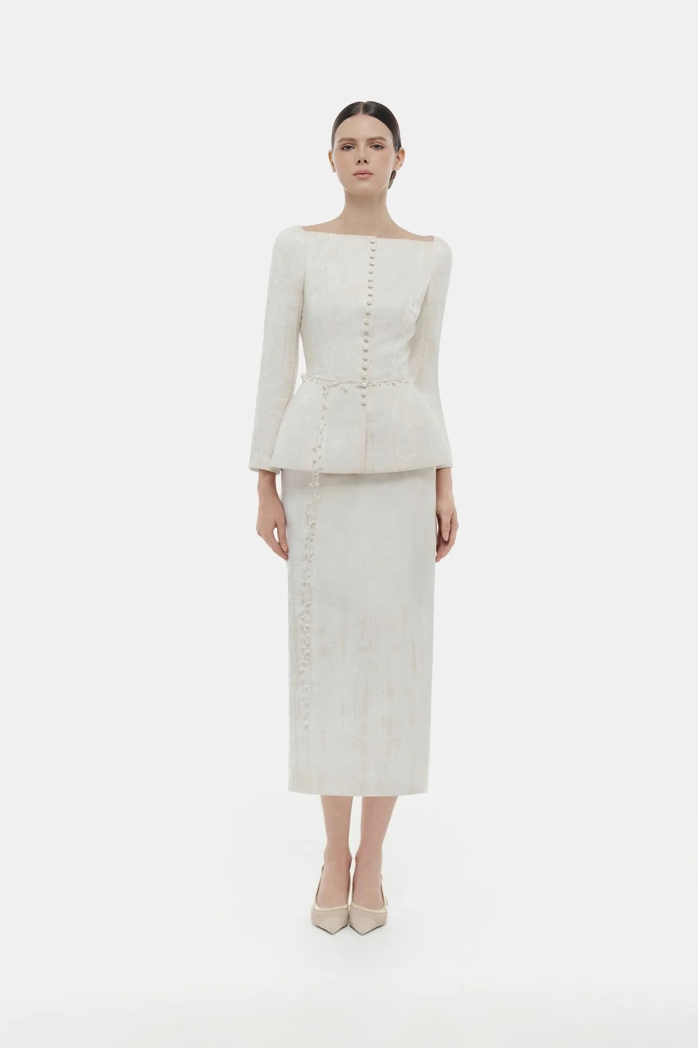 Ivory Brocade Midi Skirt sold by Montsand product image thumbnail 2