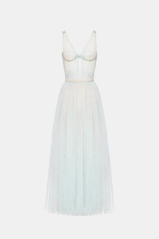 Blue Drapped Maxi Dress made by Montsand