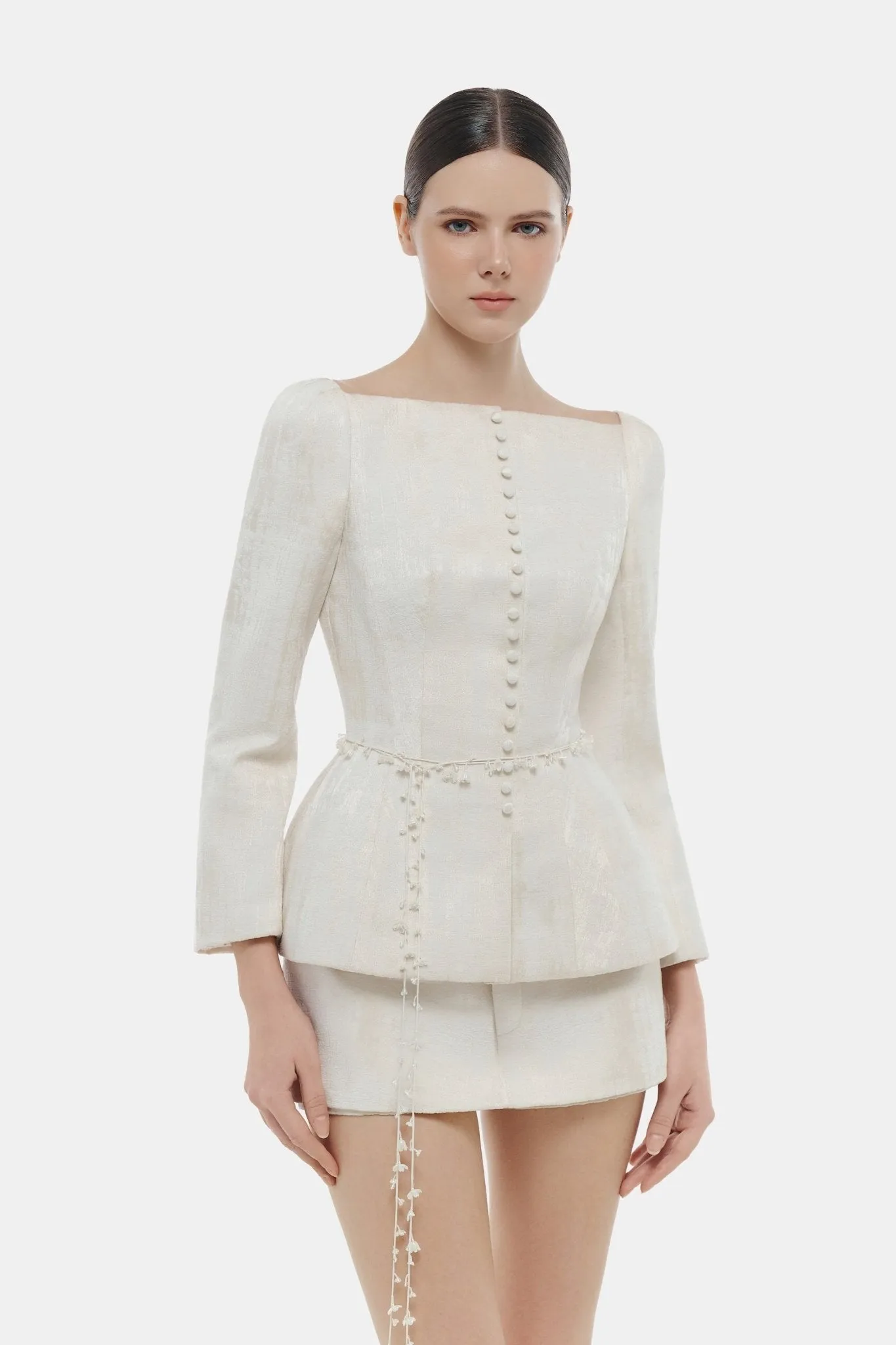 Ivory Brocade Blazer sold by Montsand product image thumbnail 5