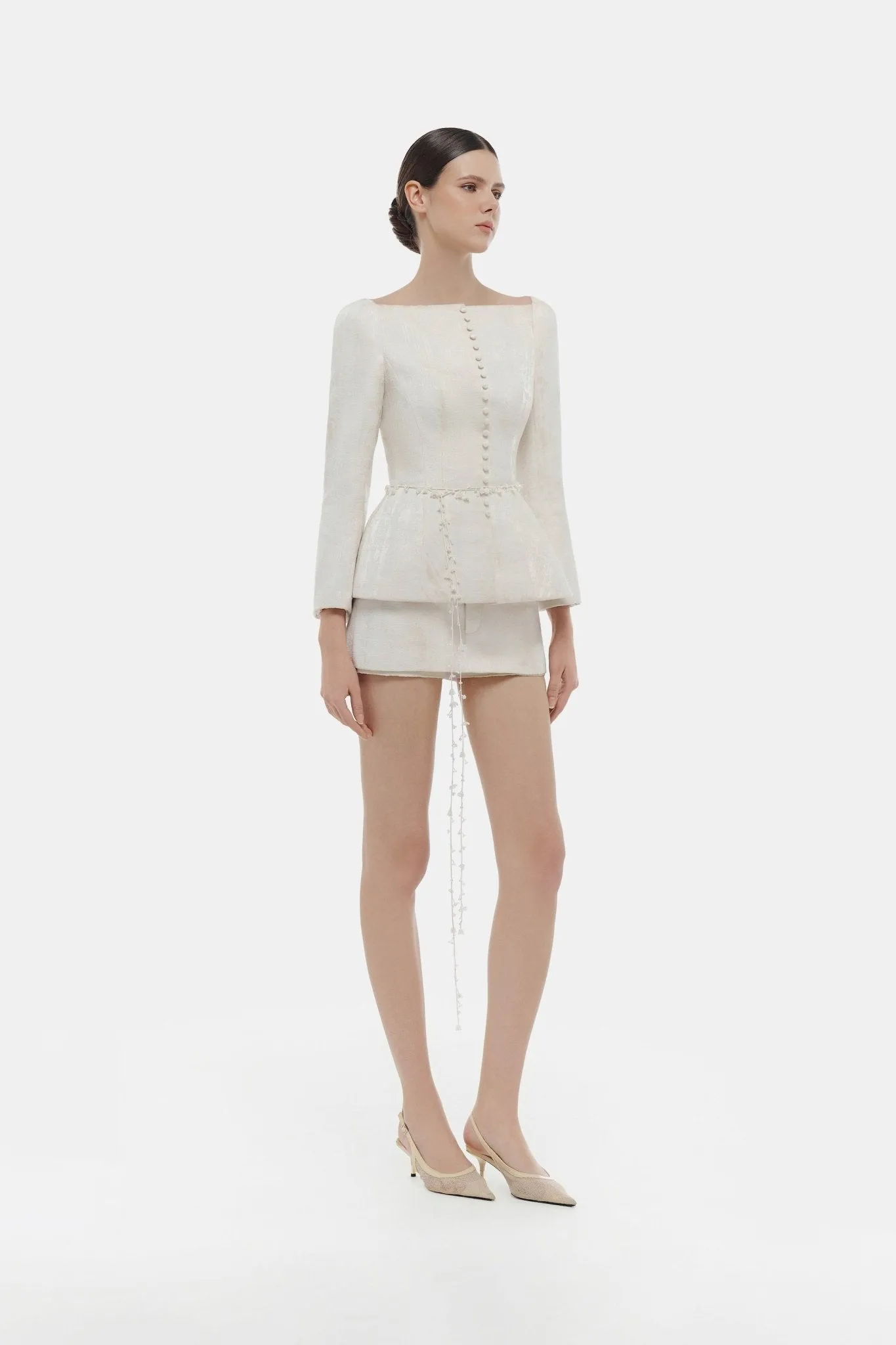Ivory Brocade Blazer sold by Montsand product image thumbnail 4