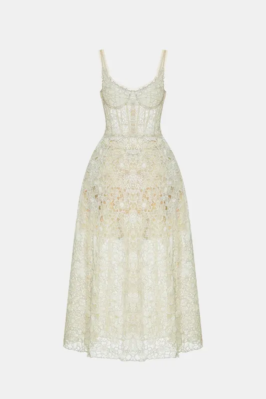 Mint Flower Lace Maxi Dress made by Montsand