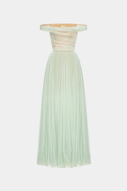 Mint Off-shoulder Maxi Dress made by Montsand