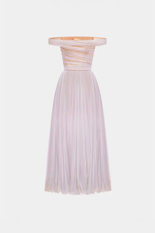 Violet Off-shoulder Midi Dress made by Montsand