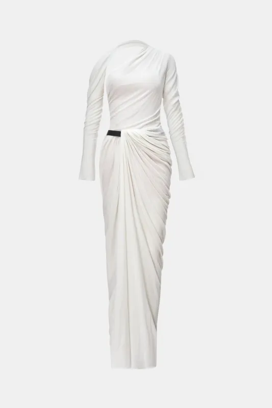 White Draped Asymmetric Maxi Dress made by Montsand