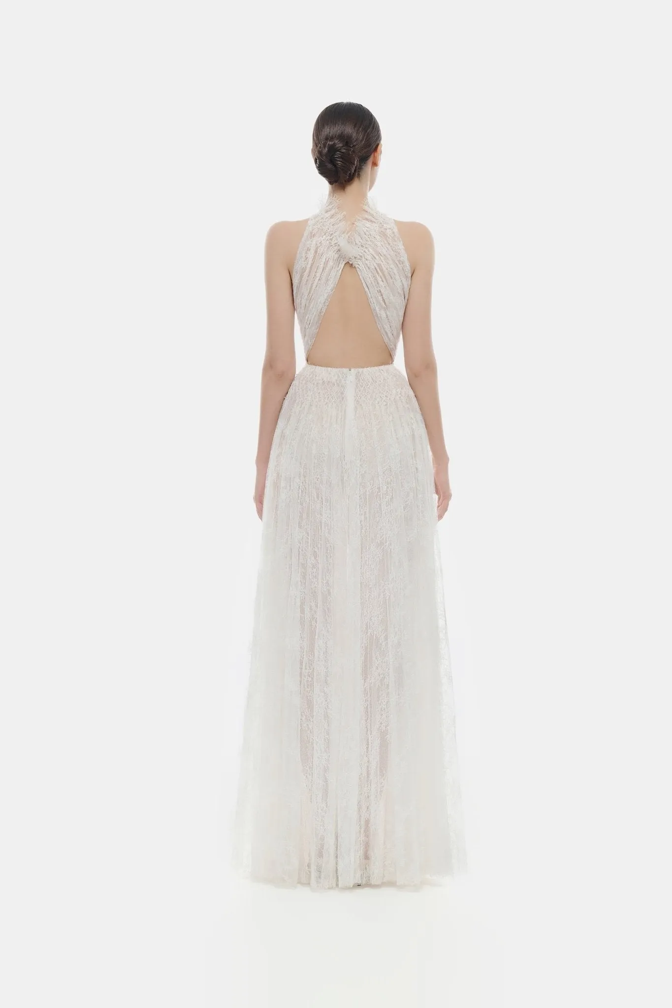 White Smocked Lace Maxi Dress sold by Montsand product image thumbnail 3