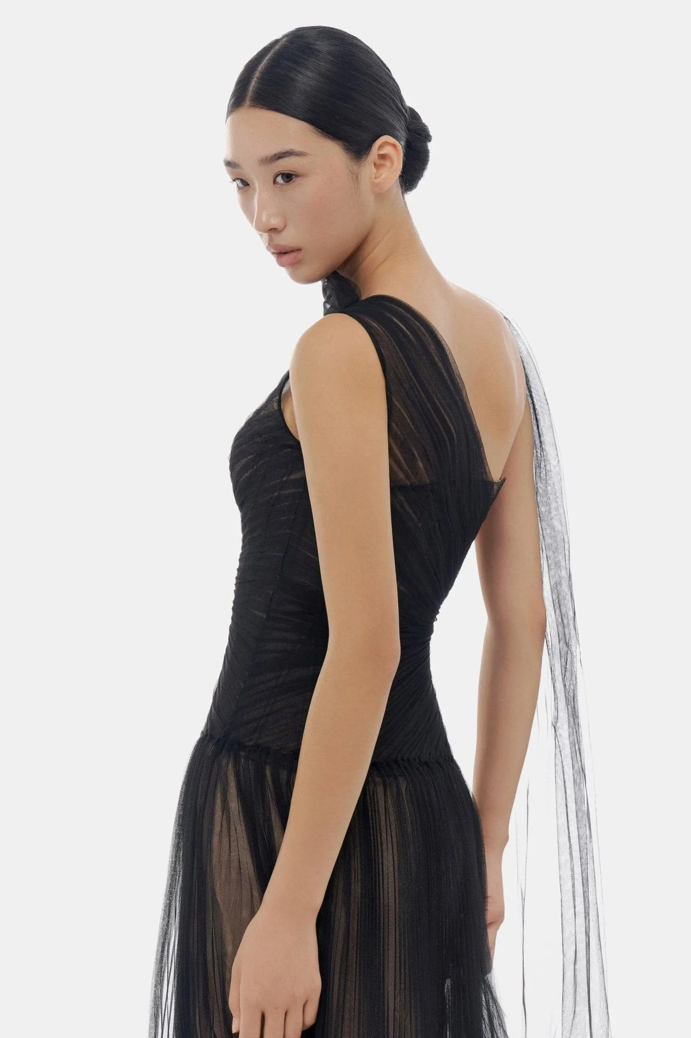 Black Draped Midi Dress sold by Montsand product image thumbnail 5