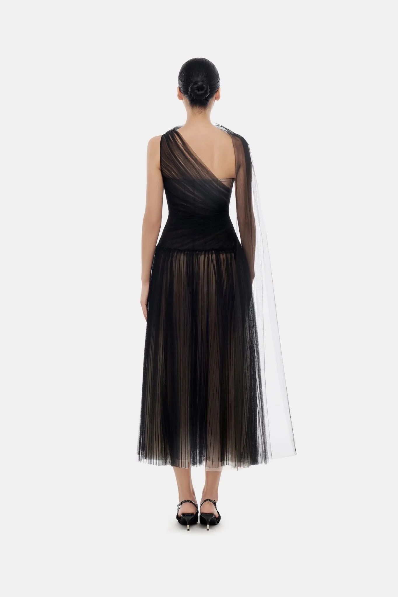 Black Draped Midi Dress sold by Montsand product image thumbnail 4