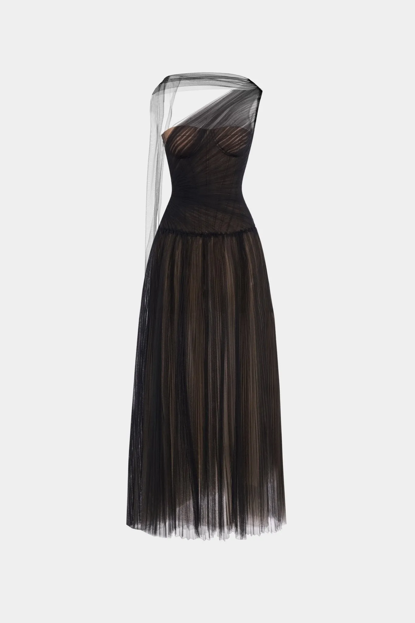 Black Draped Midi Dress sold by Montsand