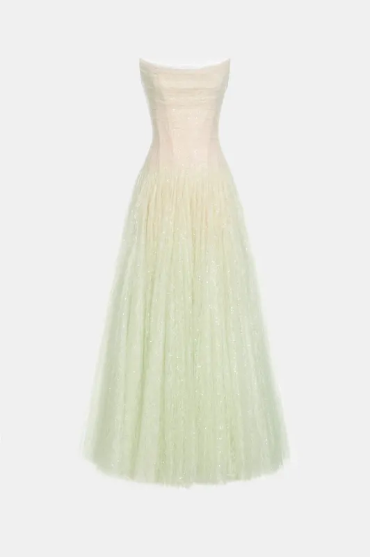 Mint Draped Lace Maxi Dress made by Montsand