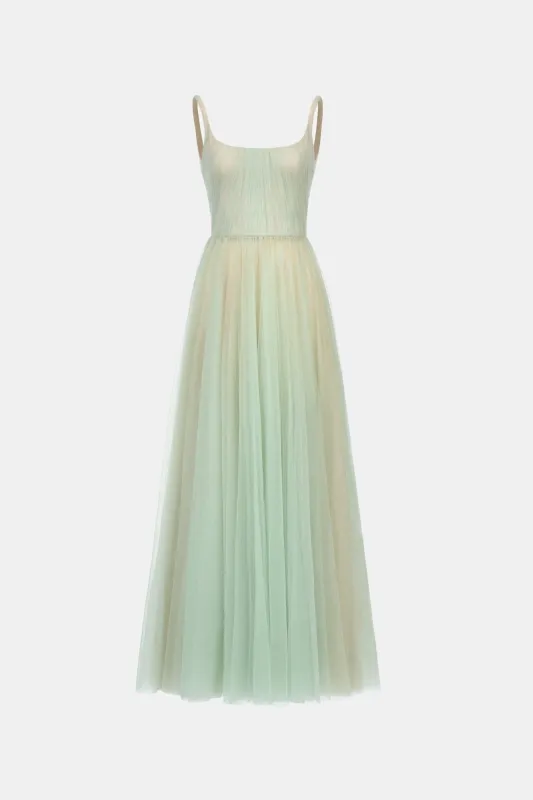 Mint Draped Tulle Maxi Dress made by Montsand