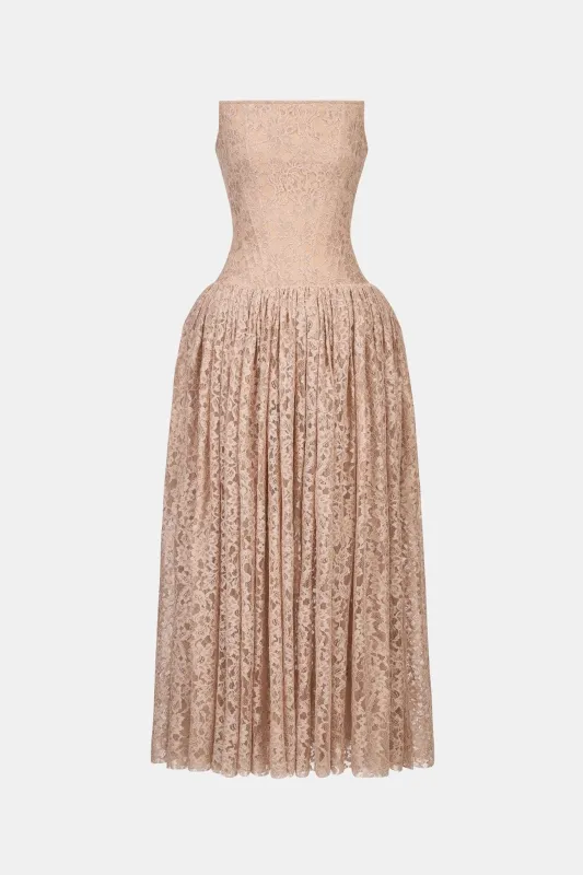Pink Lace Corset Midi Dress made by Montsand
