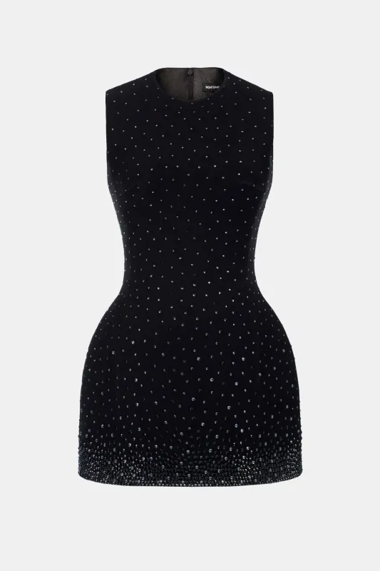 Black Crystal Beaded Mini Dress made by Montsand