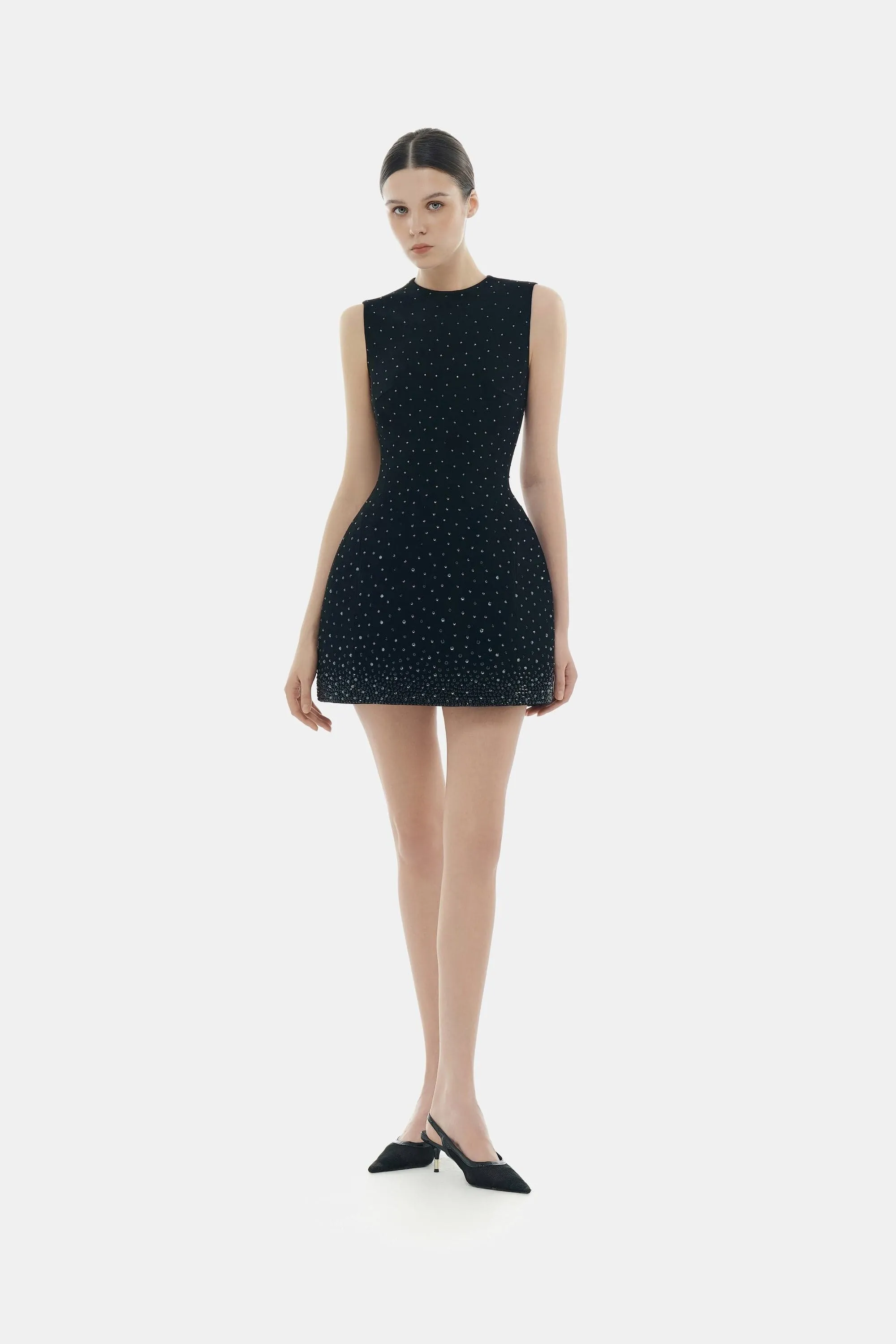 Black Crystal Beaded Mini Dress sold by Montsand product image thumbnail 2