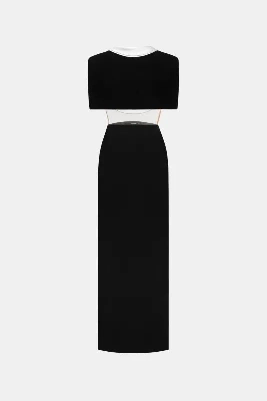 Black Open-back Cape Maxi Dress made by Montsand