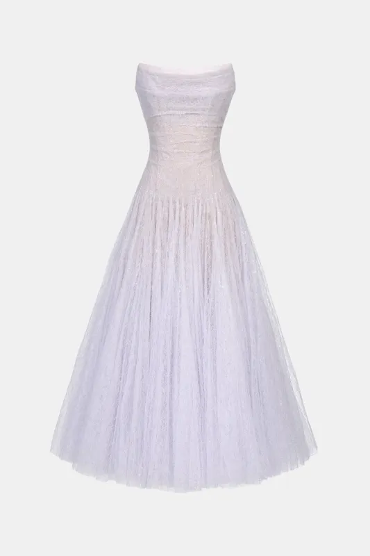 Violet Draped Lace Midi Dress made by Montsand