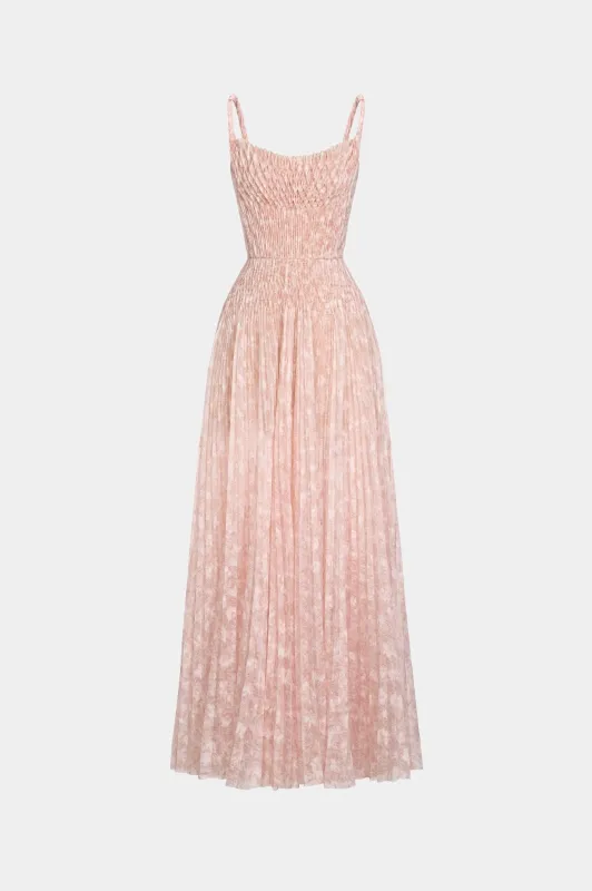 Brown Pleated Maxi Dress made by Montsand