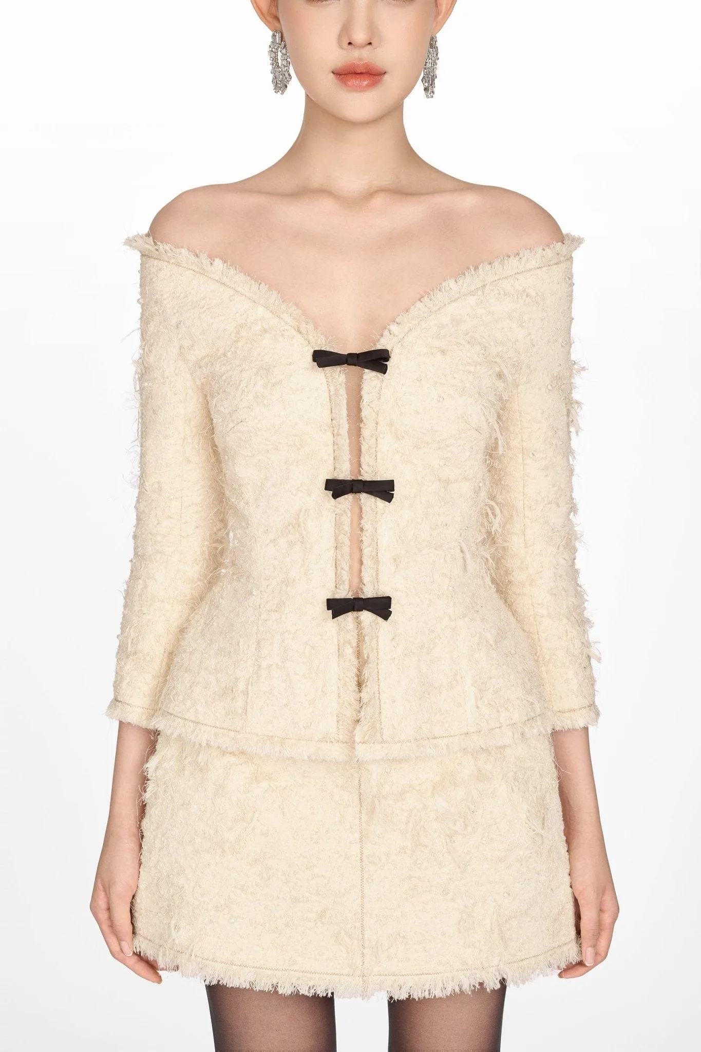 Ivory Crystal Beaded Mini Skirt sold by Montsand product image thumbnail 5