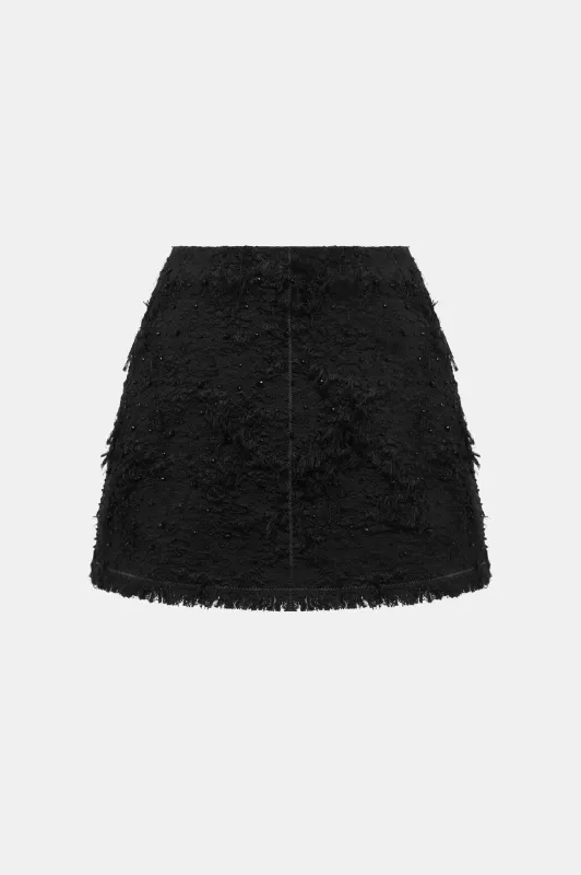 Black Crystal Beaded Mini Skirt made by Montsand