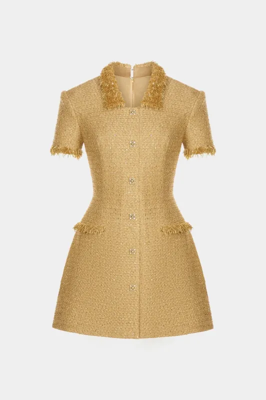 Gold Embellished Mini Dress made by Montsand