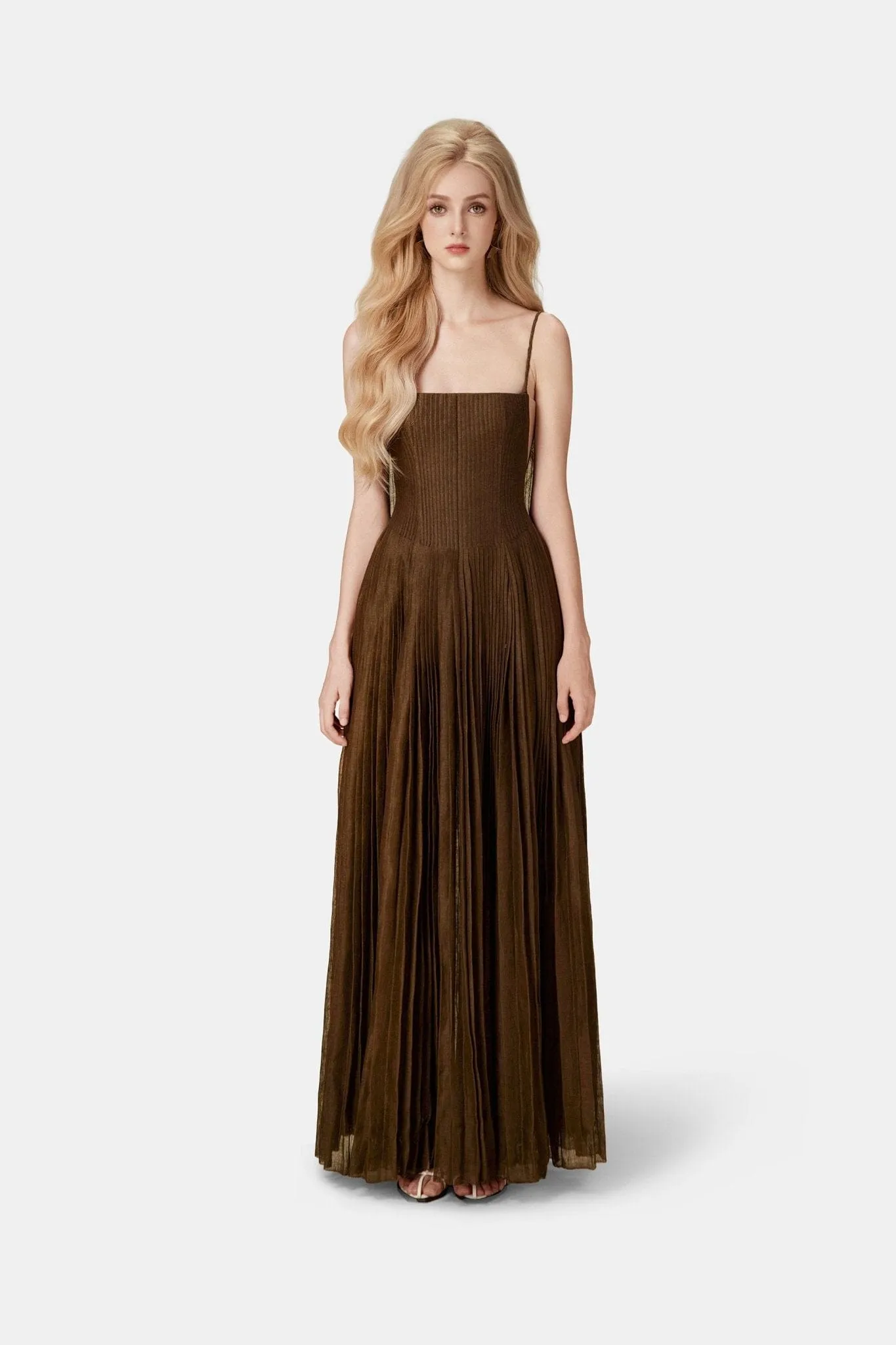Chocolate Linen Maxi Dress sold by Montsand product image thumbnail 3