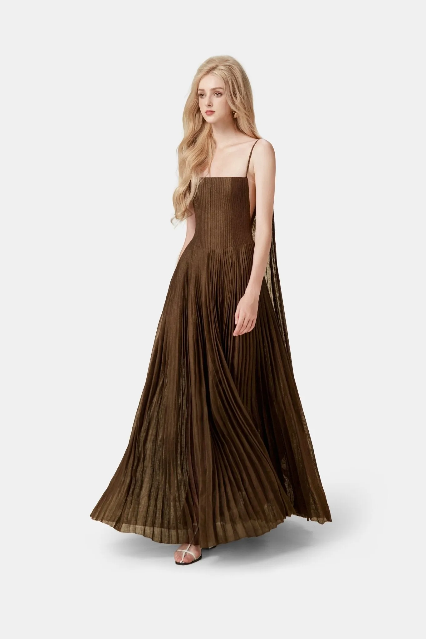 Chocolate Linen Maxi Dress sold by Montsand product image thumbnail 2
