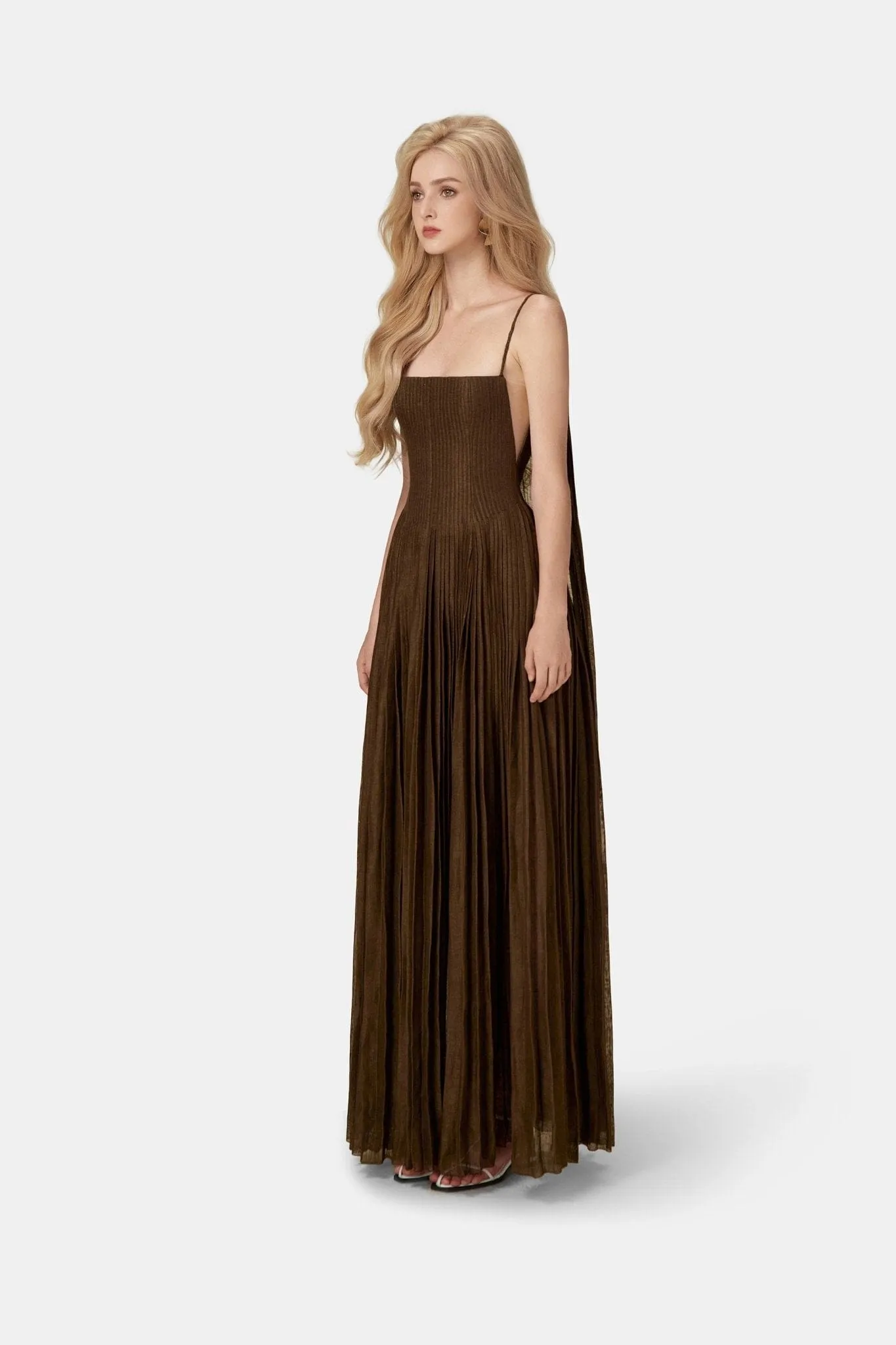 Chocolate Linen Maxi Dress sold by Montsand product image thumbnail 4