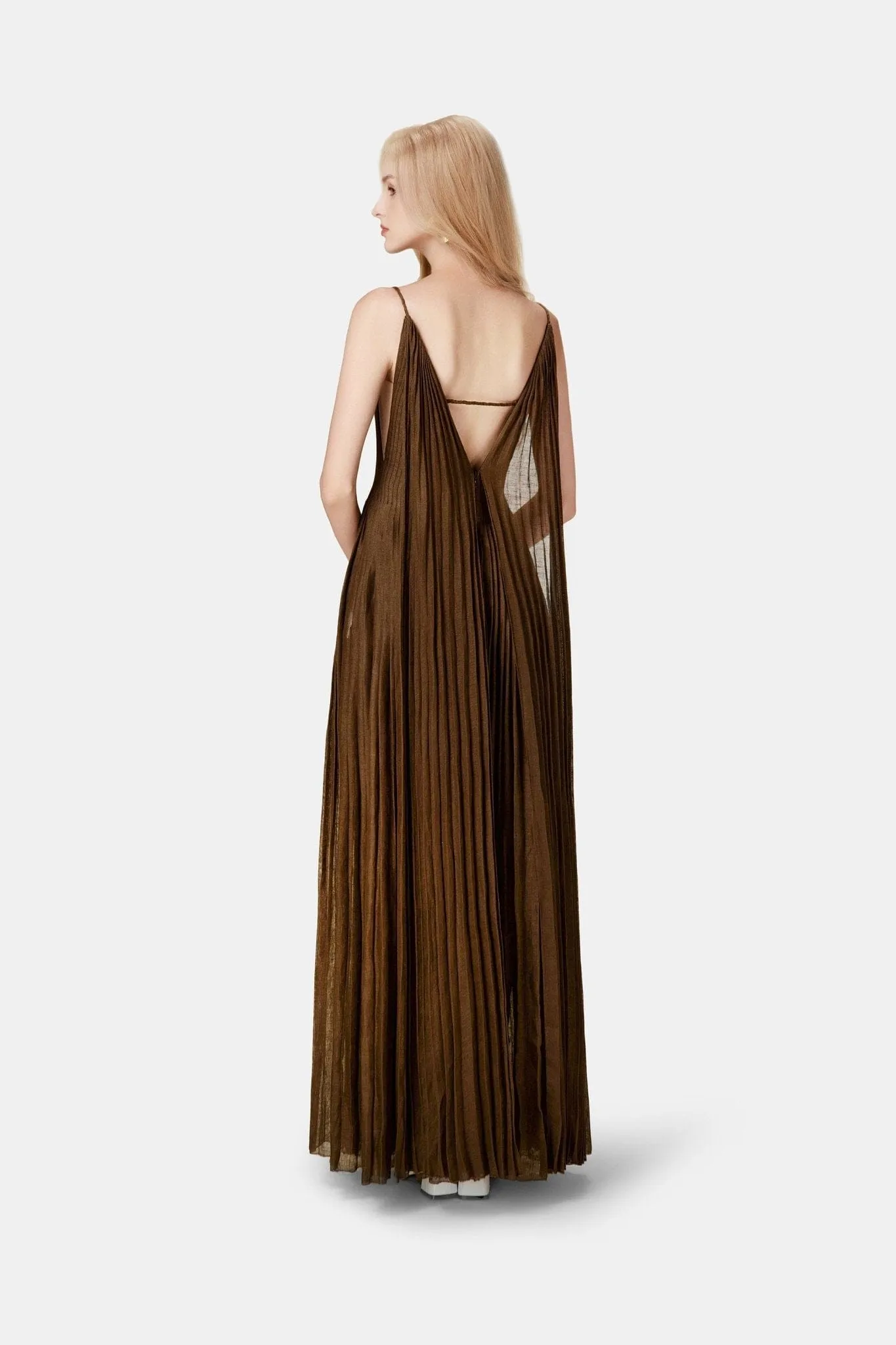 Chocolate Linen Maxi Dress sold by Montsand product image thumbnail 5