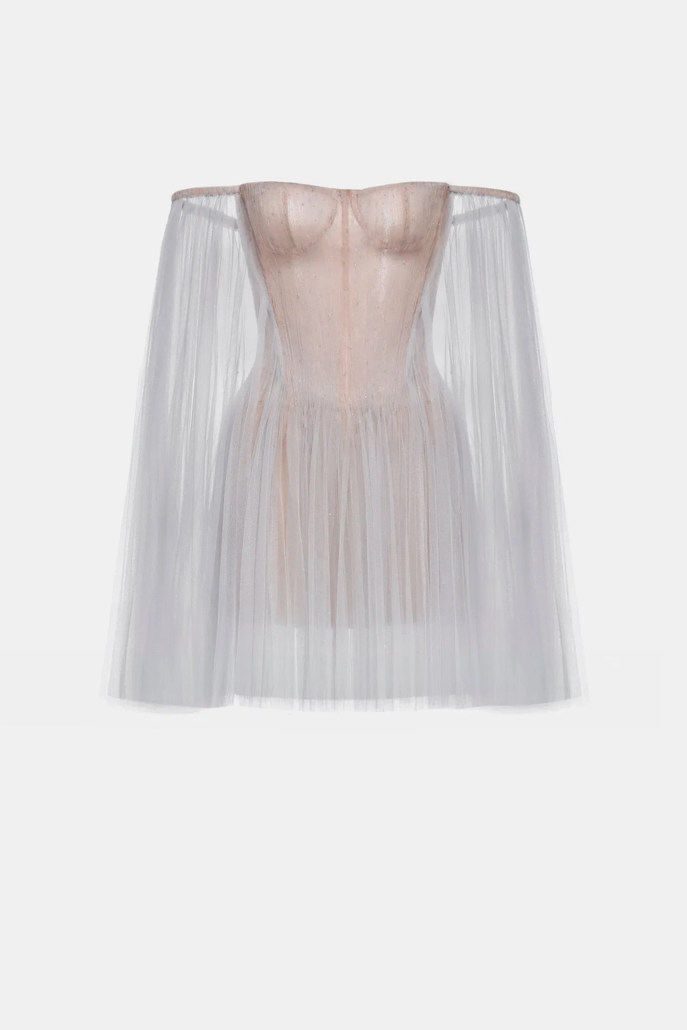 Grey Tulle Off-shoulder Mini Dress sold by Montsand
