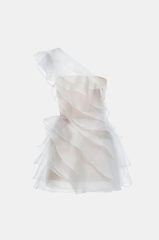 Grey Ruffle One-Shoulder Mini Dress made by Montsand