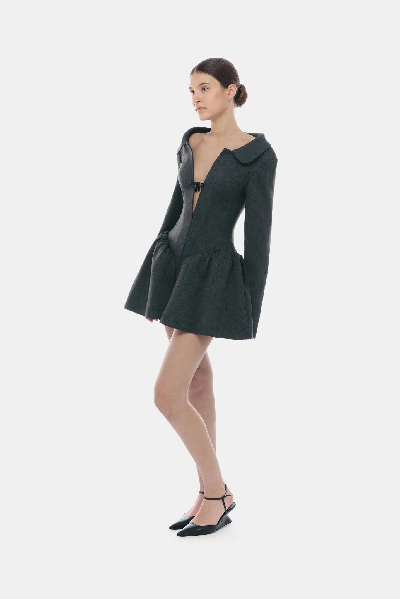 Grey Structured Peplum Dress sold by Montsand product image thumbnail 4