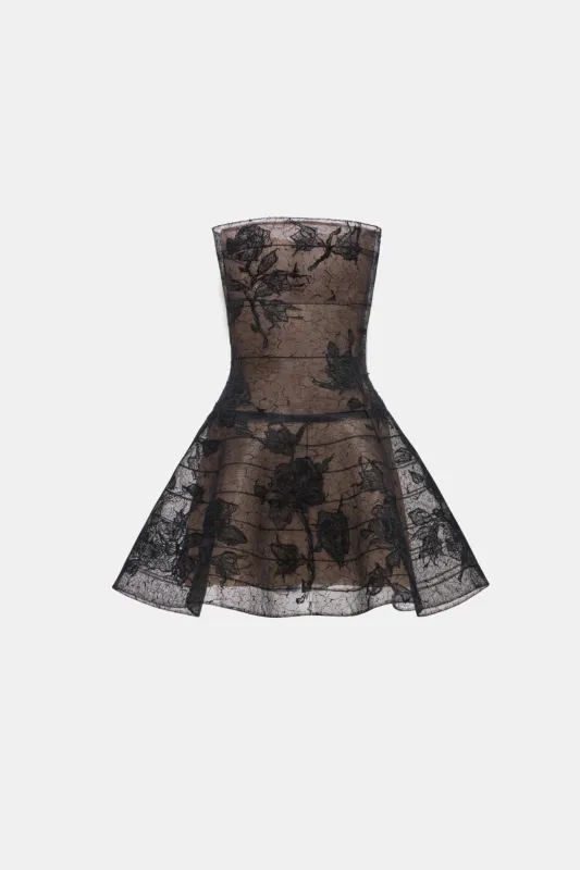 Black Floral Appliqué Mini Dress made by Montsand