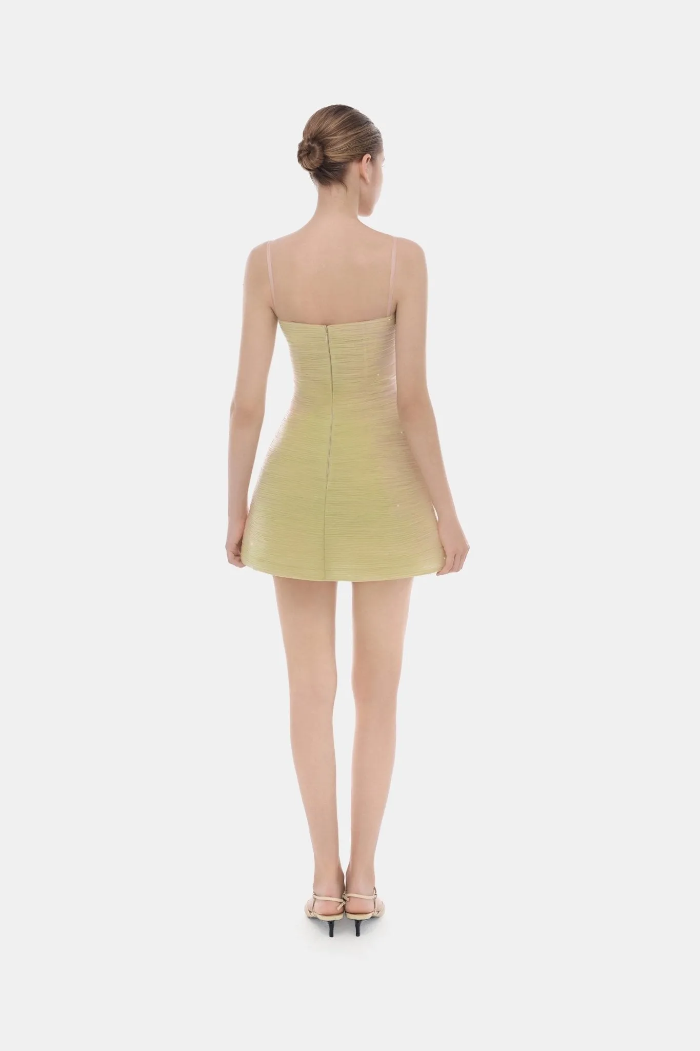 Lime Crinkled Mini Dress sold by Montsand product image thumbnail 4