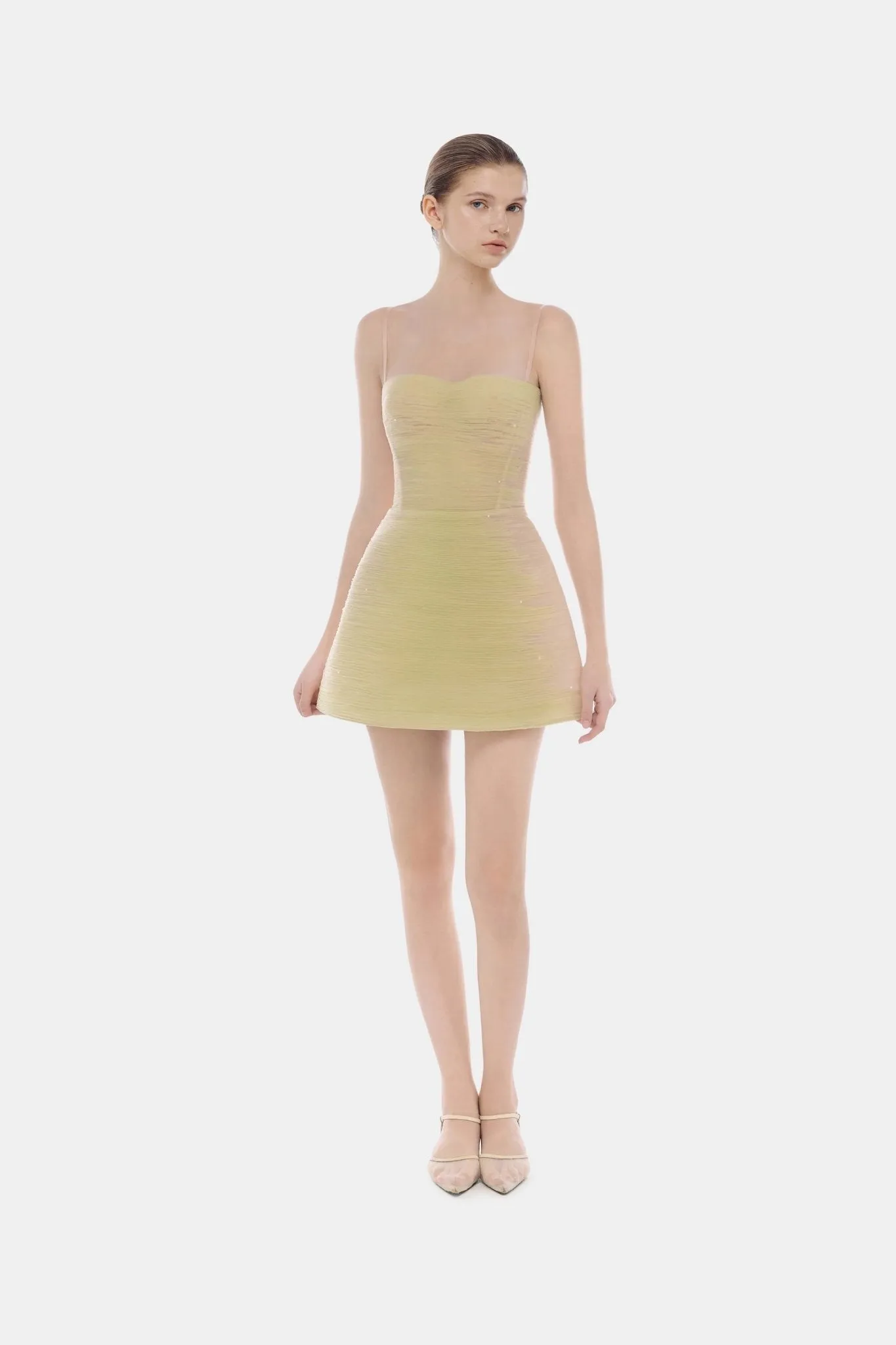 Lime Crinkled Mini Dress sold by Montsand product image thumbnail 2