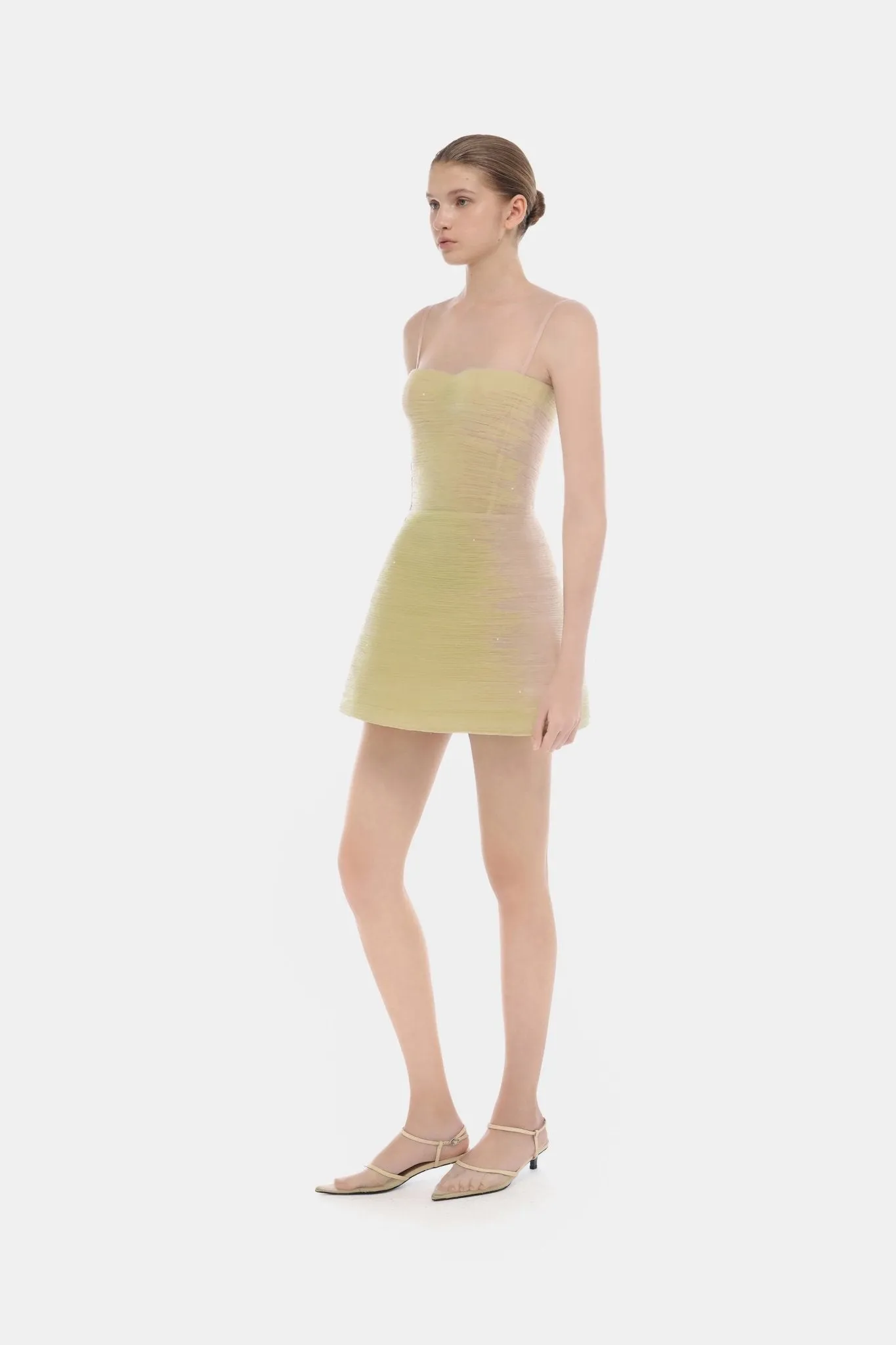 Lime Crinkled Mini Dress sold by Montsand product image thumbnail 3