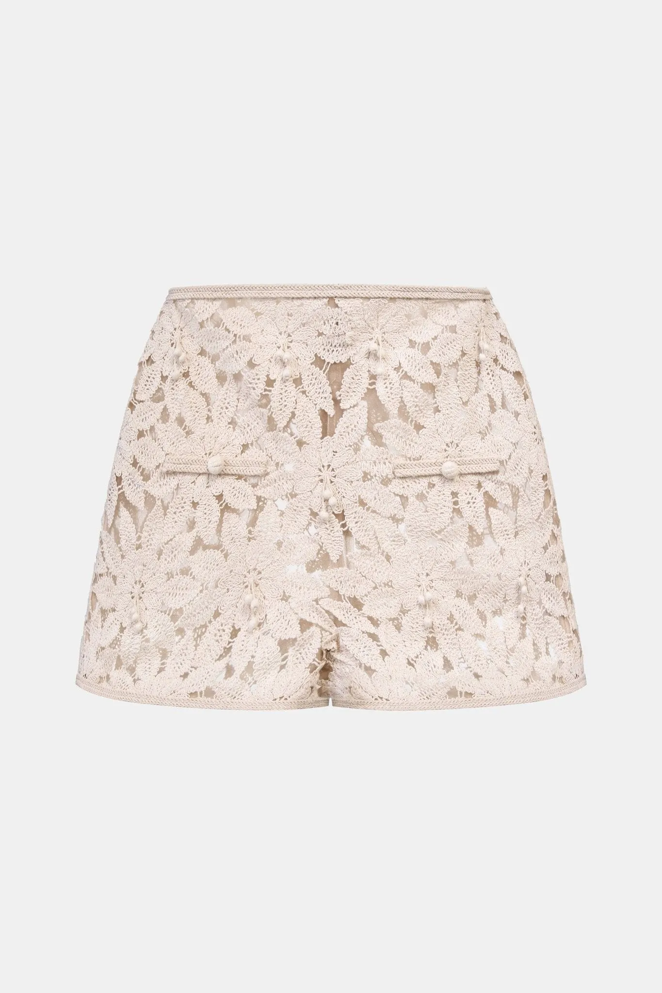Beige Floral Lace Shorts sold by Montsand