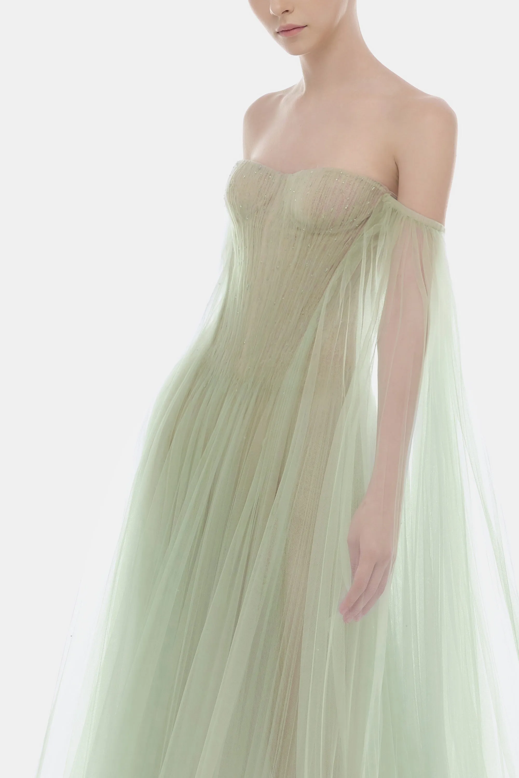 Mint Tulle Off-shoulder Maxi Dress sold by Montsand product image thumbnail 2