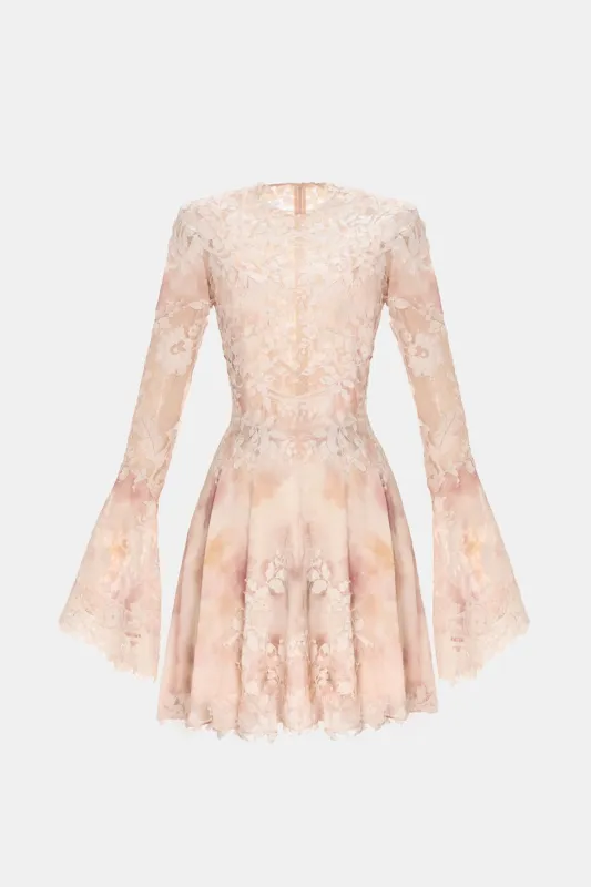 Peach Lace Appliqué Mini Dress made by Montsand
