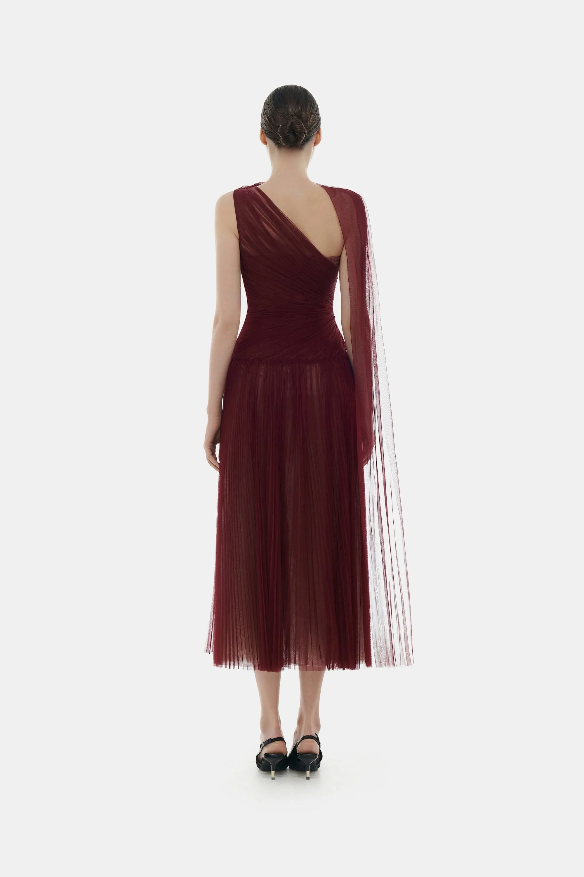 Bordeaux Draped Midi Dress sold by Montsand product image thumbnail 5