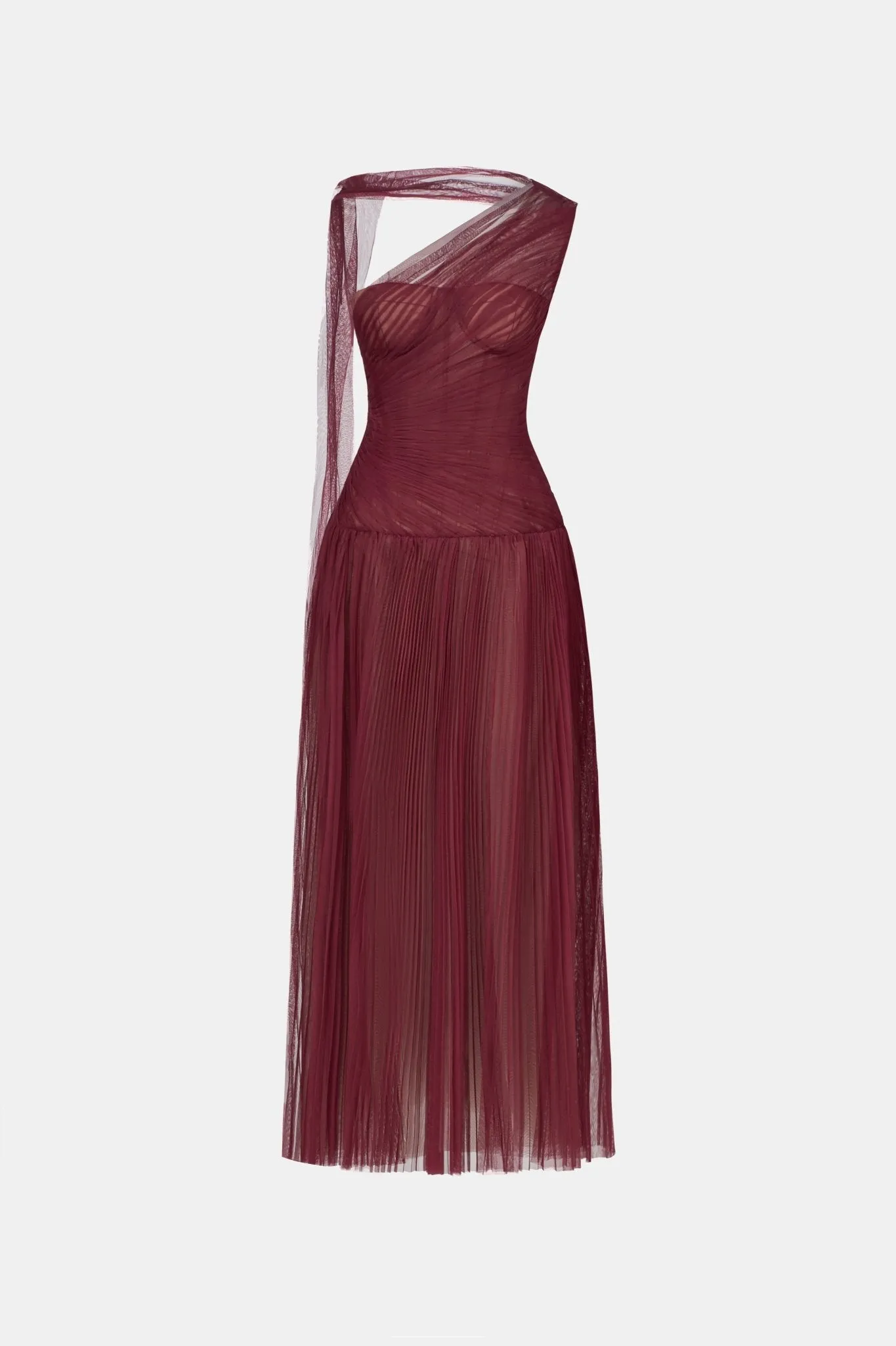 Bordeaux Draped Midi Dress sold by Montsand