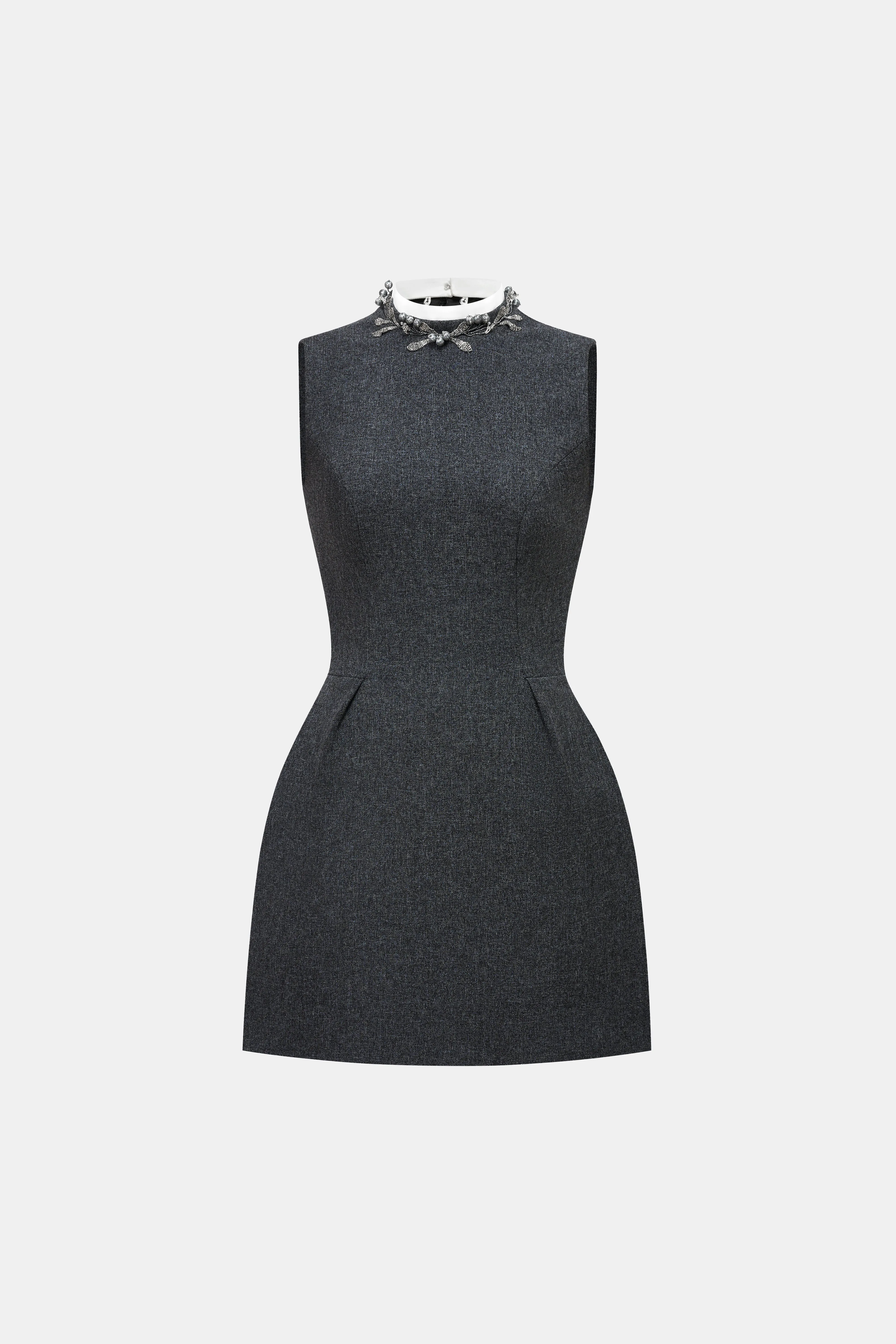 Sleeveless Embellished Neck Mini Dress sold by Montsand