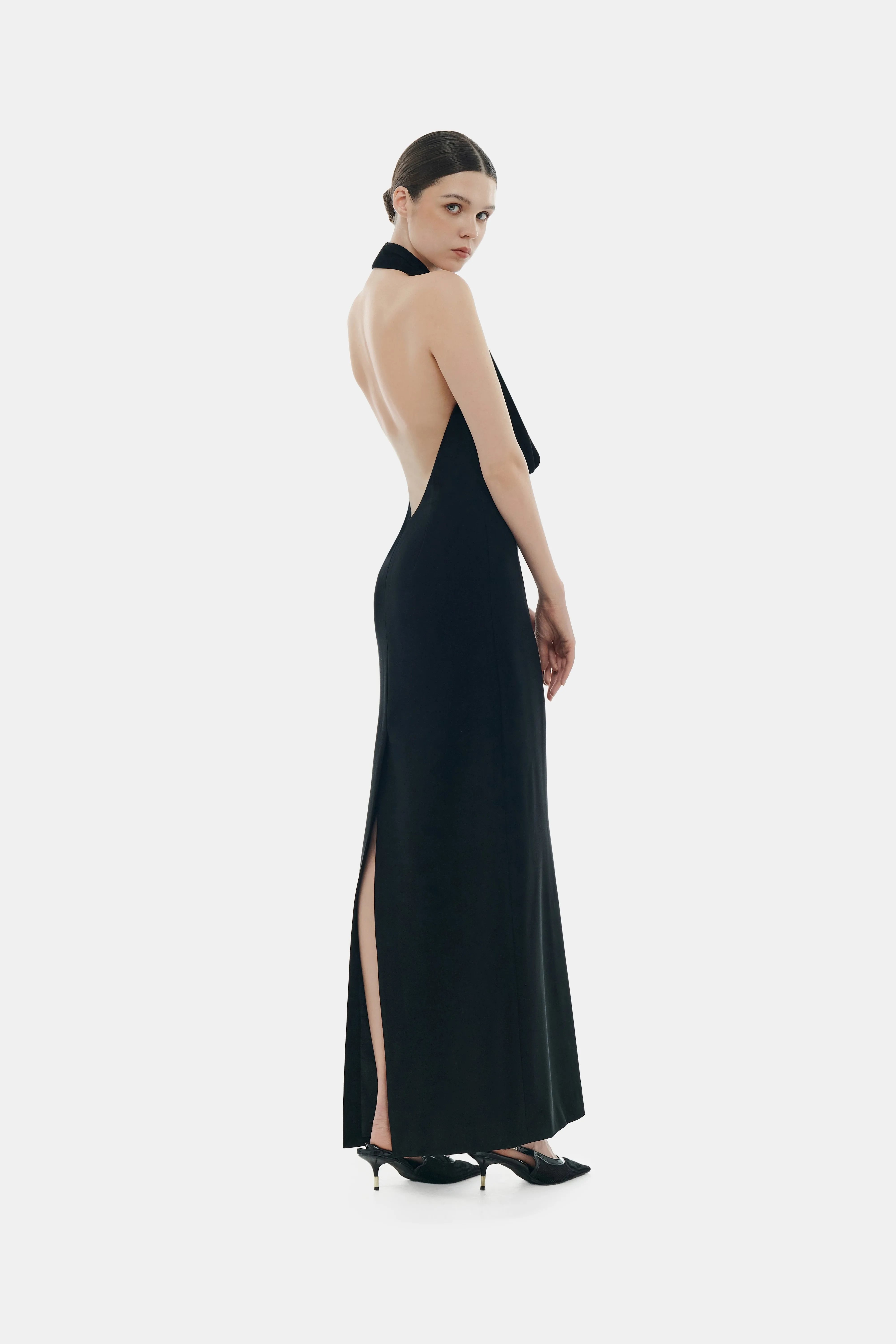 Black Cowl-neck Maxi Dress sold by Montsand product image thumbnail 4