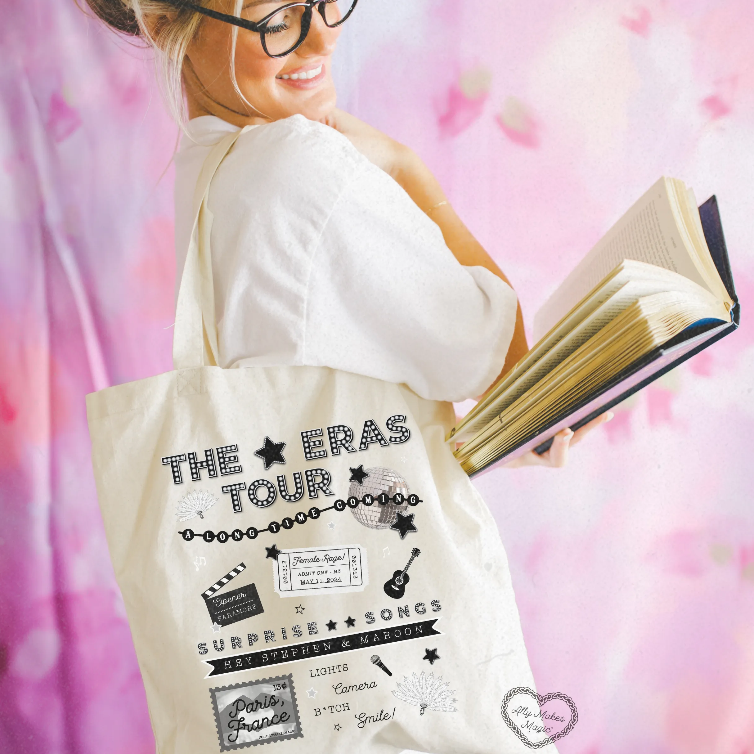 paris night 3 tote bag (tortured) sold by Ally Makes Magic