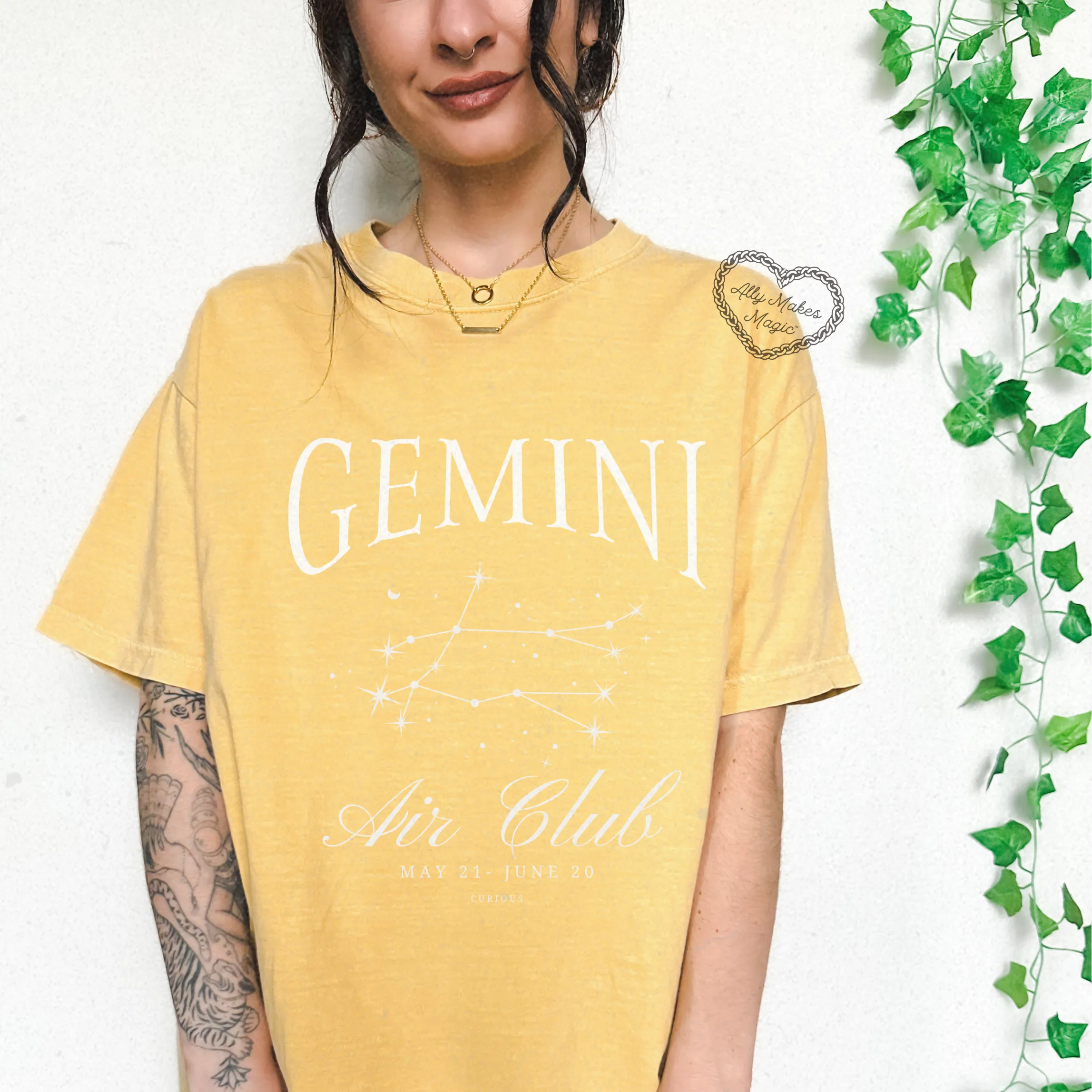 gemini zodiac tee sold by Ally Makes Magic