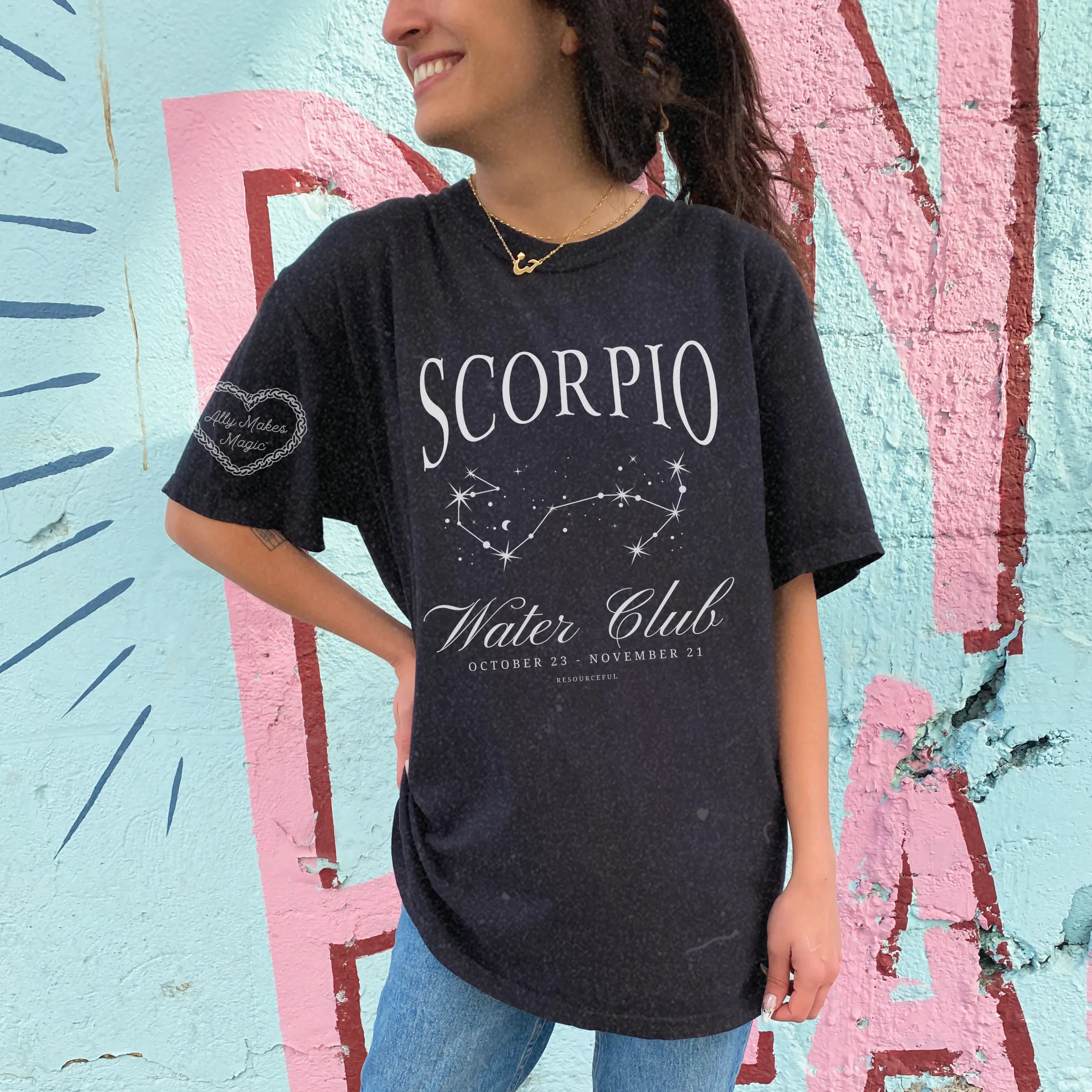 scorpio zodiac tee sold by Ally Makes Magic