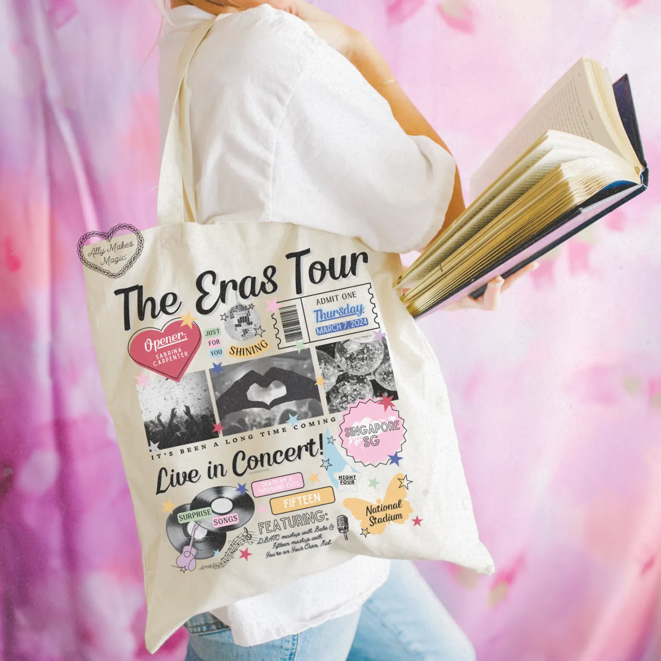 singapore night 4 retro tote bag sold by Ally Makes Magic